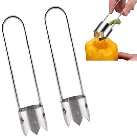 2Pcs Stainless Steel Fruit & Vegetable Corer - Bell Pepper Seed Remover Fruit Core Remover Apple Pear Vegetable Coring Tool for Home Use​ Kitchen Gadgets