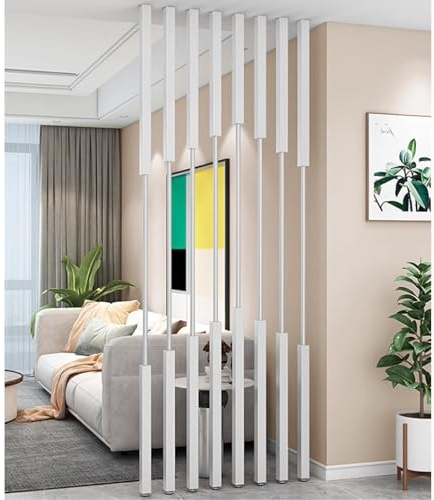 8 pantallas divisoras de habitación de metal, listones de pared ajustables de suelo a techo, divisores de cubículos de 2/3/4/5/6/7/8 pies de alto, postes divisores blancos (H-2.2 m/7.2ft/220.2 cm)