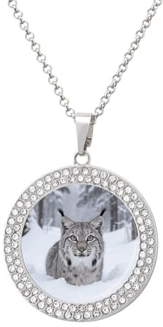 maccbn Collar de diamantes de lince canadiense para mujer, collar conmemorativo para pareja, cadena de aleación de 20 pulgadas, collar con colgante de foto personalizada para cumpleaños, aniversario