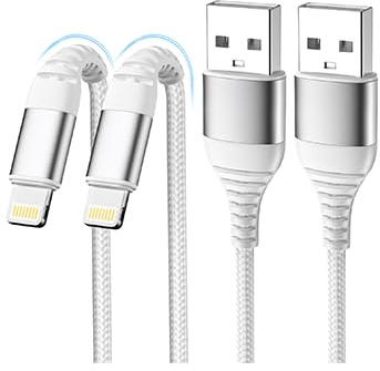 LumFocus 1M+2M Cable Cargador iPhone Carga Rápida,[MFi Certificado],Cable iPhone Carga Rápida Nylon Trenzado Cable USB-A a Lightning para iPhone 14 13 12 11 Pro Max Mini XS XR X 8 7 6s 6 Plus SE,iPad