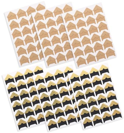 Abaodam Esquinas para Fotos Autoadhesivas 144 Piezas (6 Hojas) en Dorado y Color Kraft, Pegatinas para Álbumes de Recortes, Manualidades y Scrapbooking, Protector de Rincones para Montaje