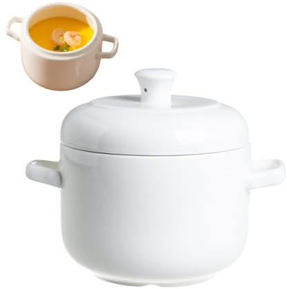 Pequeños tazones de sopa de cebolla francesa, olla de sopa de cerámica con tapa, tazón de sopa multifuncional, ollas de arcilla, apto for microondas for cocina y hogar(380ML)