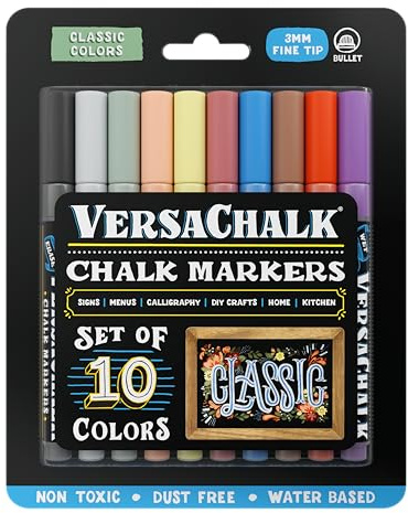 VersaChalk Classic Liquid Chalk Markers, Set of 10-3mm Tip