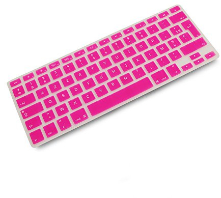System-S Silikon tangentbordsskydd tangentbordsskydd AZERTY franskt tangentbordsskydd skydd för MacBook Pro 13 tum 15 tum 17 tum iMac MacBook Air 13 tum i rosa