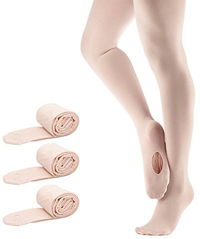 Bezioner Ballett Strumpfhose 3 Paar Cabrio Tanzstrumpfhose mit Fersenloch für Kinder Mädchen und Damen Rosa S (110–125 cm)