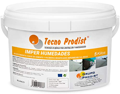 IMPER HUMEDADES by Tecno Prodist – (5 kg) Mortar for Wall Coating, Waterproofing, Treatment Humidity Walls, Basements, etc. Waterproof, Easy to Use, White