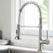 AIMADI Wasserhahn Küche Küchenarmatur mit Brause 360° schwenkbar Mischbatterie Spiralfeder Armatur Spültischarmatur Spiralfederarmatur Gebürsteter Nickel