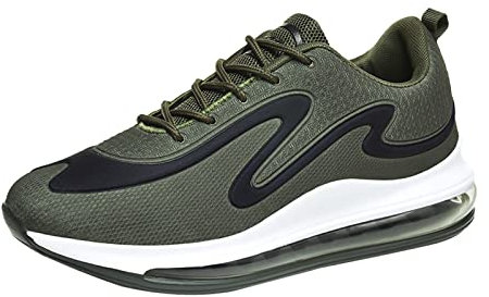 Laufschuhe Herren Damen, Luftkissen Stoßdämpfende Turnschuhe, Leichte, Atmungsaktive Turnschuhe Sportschuhe Für Rutschfeste Mode Lässig Fitness Sportlich Walking Gym Joggen Outdoor (Green&Black,46)