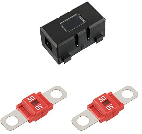 SIGANDG ANS Car Fuse Holder and 2pcs High Current Bolt-On Midi Fuses for Cars Trucks Vehicles（50A Amps）