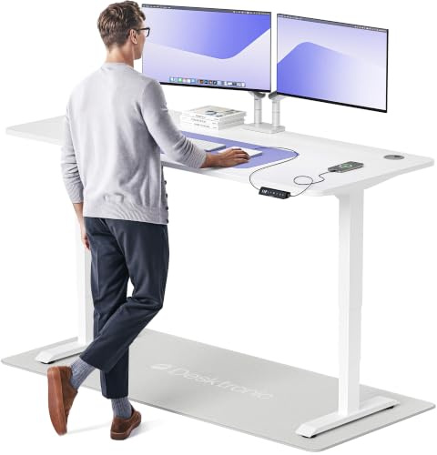 Desktronic HomePro Höhenverstellbarer Schreibtisch 180 × 80 cm – Elektrischer Schreibtisch Mit Zwei Elektrischen Motoren, Touchscreen-Steuerung und Integrierten USB-A- und USB-C-Ladeanschlüssen