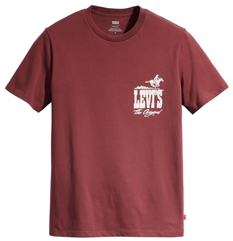 Levi's Graphic Crewneck Tee T-shirt, Western Logo Back Red Mahogany, S Uomo