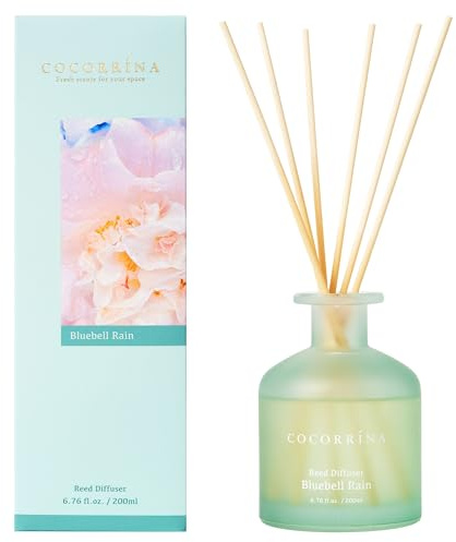 Cocorrína Diffusore Profumo Ambiente - Pioggia di Campanule 200ml Diffusore con Bastoncini Diffusore di Canne di Oli Essenziali per la Casa per la Camera da Letto Bagno Scaffale Decorazione Ufficio
