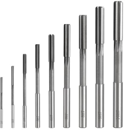 SWAWIS 9 Piezas H7 Escariador de Recto HSS, 2-10mm Escariador de Máquina para Trabajar Madera y Metal y Mejorar Precisión en Mecanizado de Agujeros