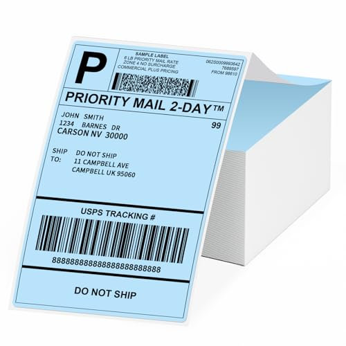Phomemo Etiketten 4x6 500 Etiketten/Stapel, Blau Versandetiketten Kompatibel mit MUNBYN, Phomemo, Polono Etikettendrucker, BPA-freie Thermoetiketten Selbstklebende für DHL, UPS, DPD-100 x 150 mm