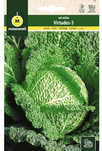 Mascarell Semillas, COL, Semillas Huerto, COL MILÁN VIRTUDES, Crea tu Propio Huerto Urbano y Cultivo en Casa, Plantas Hortícolas, 8 Gramos