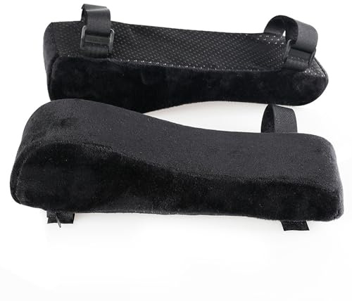 LONGHAO 2 st Armstödskuddar, Armstödskuddar, Armstödskuddar för Stolar, Vadderade Armstöd, för Skrivbordsstol, Mjuk Armbågskudde (Svart-1)