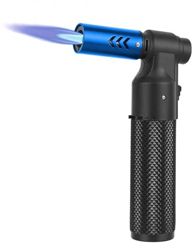 CTDMJ® Torcia da cucina a butano, ricaricabile, portatile, a butano, regolabile, per campeggio, cucina, saldatura, cottura e barbecue (senza gas), blu