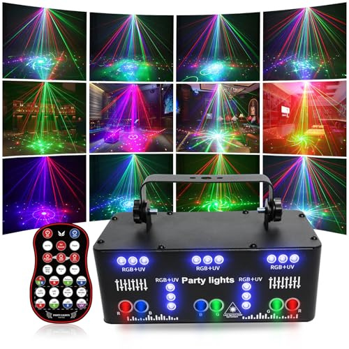Professionell festbelysning, 21 linser DJ Disco strålmönster scenljus, DMX 512 ljuseffekter, med fjärrkontroll, för fest, semester, bröllop, nattklubb, bar [Energiklass A+]
