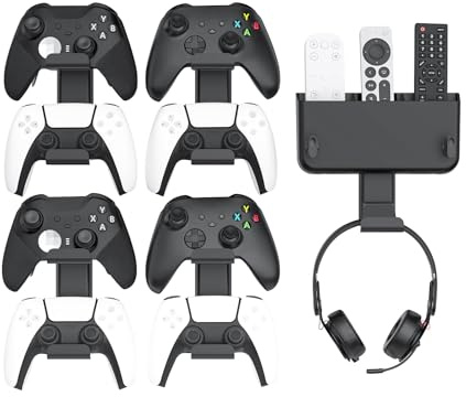 OIVO VGA DESIGN Porta Telecomandi & Cuffie & Controller da Parete, 4 Supporti con Ganci Muro per 8 Controller da Gioco, Organizzatore da Parete per Telecomando, con Nastro Adesivo Resistente