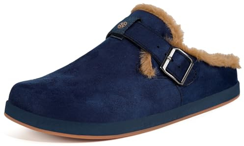 Slippers for Women Men Lined Clogs Winter Warm Mules Fur Garden Shoes | Faux Suede, Non-slip, Removable insole