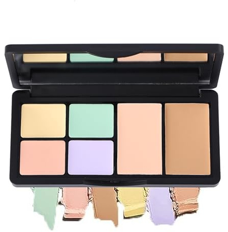 Concealer-Palette – Creme mit 6 Korrekturkonzepten für Schatten, Hervorhebung und Skulptur | Volldeckendes Make-up mit Farbkorrektur für Rosacea, Chia Leder