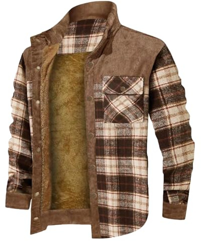 Chemise thermique à manches longues pour homme - Avec capuche - Polaire à carreaux - En polaire - Manches longues - Fermeture éclair - Chemise à carreaux - Veste de bûcheron - Chemise de travail