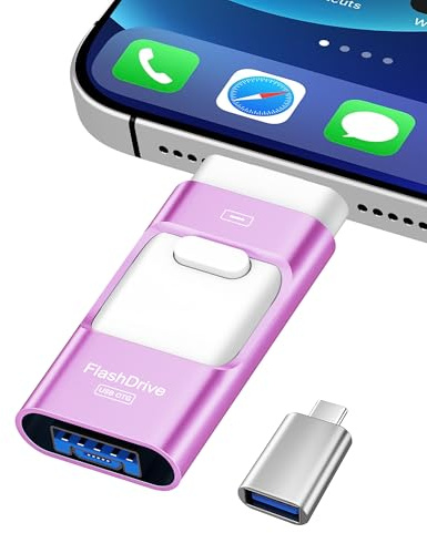 ZARMST Cle USB 512 Go, Clé USB 4 en 1 pour iOS/Pad/Android/Type C/PC, Cle USB C 3.0 Flash Drive Transfert Rapide, Clef Mémoire Externe pour Stockage Photos, Vidéos, Fichiers(Violet)