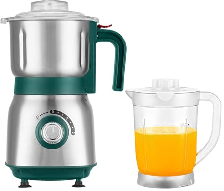 Mixer Grinder For Kitchen - Dry Grinding Cup For Grinding Spices, Nuts, Grains, And Coffee. Comes With A 750ml Fruit Juicer Cup. (Green+cup)