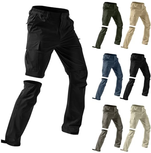 Générique Pantalons Homme, Pantalon De Randonnée Homme, Convertible Imperméable Cargo Pantalons À Séchage Rapide Travail Démontable Léger avec Plusieurs Poches Outdoor Noir, L