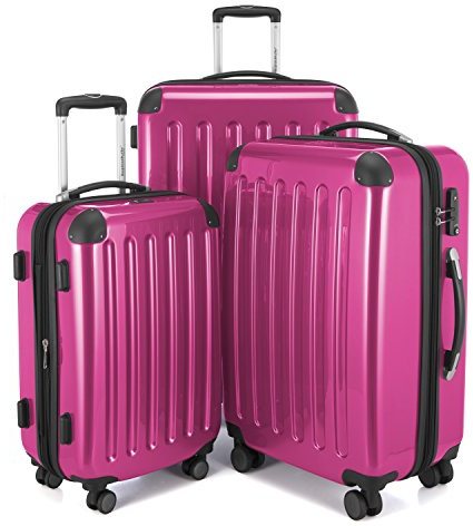 Hauptstadtkoffer ALEX - 3er Kofferset - Handgepäckskoffer 55 cm, mittelgroßer Koffer 65 cm + großer Reisekoffer 75 cm, Hartschale ABS/PC, TSA, Magenta