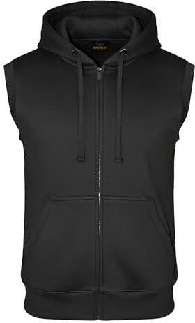 ROCK-IT Apparel I Giacca Senza Maniche con Cappuccio e Zip I Felpa da Uomo I Giacca da Fitness I Felpa con Cappuccio per la Palestra [Taglie S-4XL] I Nero M
