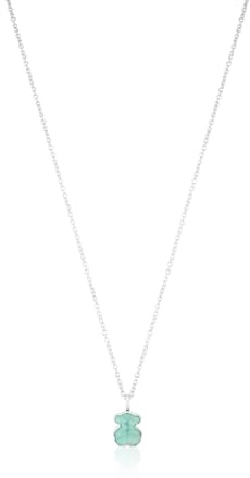 TOUS Halskette aus Sterlingsilber für Damen mit Amazonit-Bärenmotiv, 45 cm lang, klassisch und elegant, Kollektion Icon Color