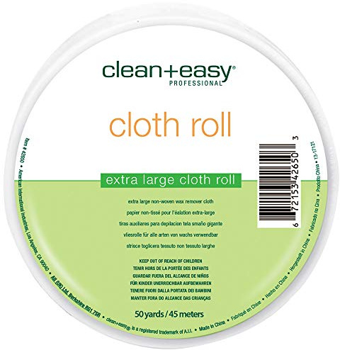 Clean + Easy Extra Large Cloth Wax Strips Roll – Non-Woven Epilating Roll for Hair Removal, Muslin Wax Strips for Body & Legs, 50 Yards