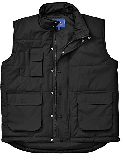 Portwest S415 Klassisk Väst Helt Fodrad och Vadderad Vattenavvisande Vinter | Svart, S, 6 Fickor, Ärmlös, Normal Passform, PVC-Belagd Polyester, Mobiltelefon och Pennficka, Justerbar Fåll, Vattentät