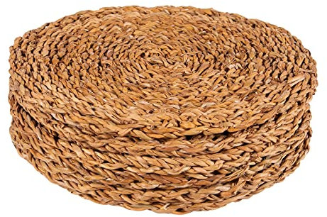 Argon Tableware Round Placemats - 30cm - Pack of 6 - Woven Seagrass Serving Dish Trays Cake Boards for Appetizers, Lunch, Mains, Parties, Food Presentation