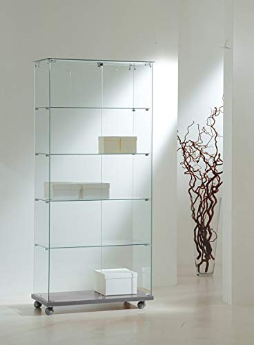 MHN Glas-Vitrine ohne Rahmen T 40 x B 80 x H 180 cm - breite Ausstellungsvitrine Sicherheitsglas abschließbar - Verkaufsvitrine ohne Beleuchtung