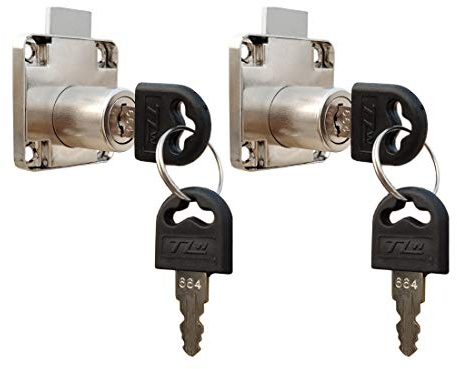 VictorsHome Cam Drawer Lock - 3/4 Inch (19mm) Bore 7/8 Inch (21mm) Cylinder Length Chrome for Office Desk Cabinet Door, Keyed Alike, 2 Pcs