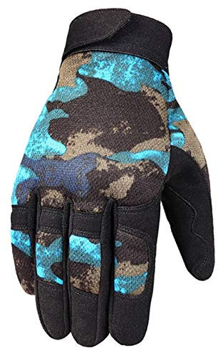 JJKB Klettern Handschuhe im Freien Taktische Handschuhe Armee-Militär Fahrrad Airsoft Wandern Klettern Schießen Paintball Camo Sport Vollfinger-Handschuh (Color : CamoBlue, Size : L)