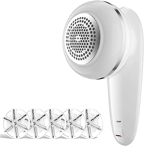 Sweater Fabric Shaver, ailyfu Rechargeable Electric Lint Remover with 6-Leaf Blades and Replaceable Stainless Steel Blade for Clothes, Sweater, Couch, Blanket, Curtain, Socks, Wool, Cashmere(Silver) …