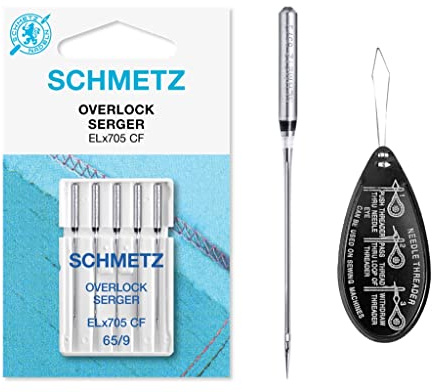 Overlock/Serger ELx705 CF (Chrome Finish) Coverstitch Sewing Machine Needles, Size 65/9, Includes Large Needle Threader