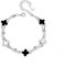 TOEECY Vierblättriges Kleeblatt Armband für Damen und Mädchen 18K Roségold Plattiert Versilbert Glücksarmband viel Glück Geschenke (Silber Schwarz Onyx)