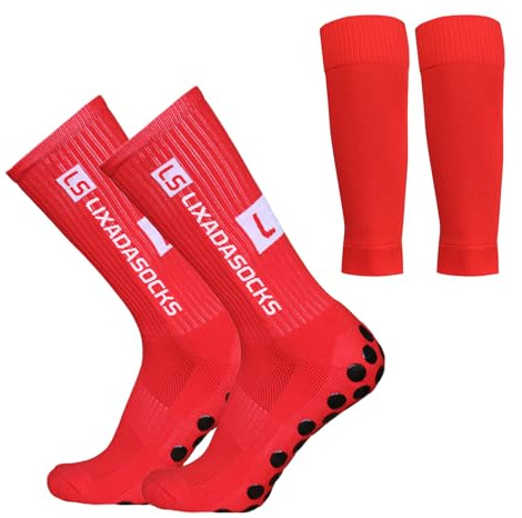 Lixada Calze da Calcio per Uomo Donne+Maniche al Polpaccio,Universale per Calze da Corsa Alto Elastico Traspirante per Il Calcio Ciclismo Maratona Arrampicata Bicicletta,1 Paio/3 Paio (Taglia: 39-46)