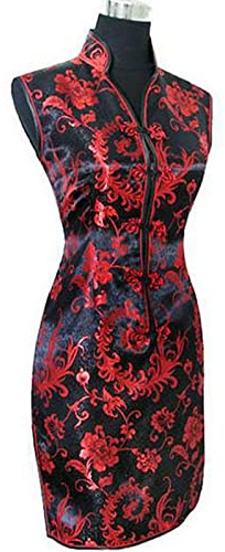 YAROVA Vestito da Cinese Donna -Slim Corto Quotidiano Cheongsam Elegante Festa Vintage Qipao Stile Cinese Abito Tradizionale Moda Sexy Primavera Estate Manica Corta,Rosso,3XL