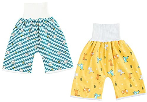 AOOPOO 2 Pezzi Gonne Pannolini per Bambini Pannolini Pantaloni Vasino per Bambini Vasino per Ragazzi Ragazze Pantaloni Assorbenti Impermeabili per Bambini Pantaloni per Vasino 0 Anni - 8 Anni