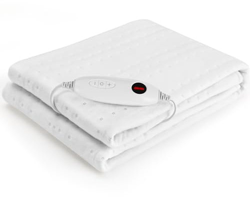 TLGREEN Wärmeunterbett 100W mit 8 Hour Abschaltautomatik, 150 x 80 cm, 6 Temperatursstufen, Abnehmbarem Controller, Maschinenwaschbar Wärmebettunterlage, Matratzenheizung für Einzelbetten Geeignet