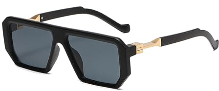 LJCKZA Moda Occhiali da Sole Quadrati per Donna Uomo,Classici Retrò Anni 70 Pilot Stile Occhiali da Sole Rettangolari Montatura Lenti UV400