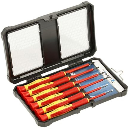 Högert Technik - Destornillador de precisión 6 piezas | Juego de destornilladores VDE | Juego de destornilladores | Certificado VDE 1000 V | Hecho de acero CrV