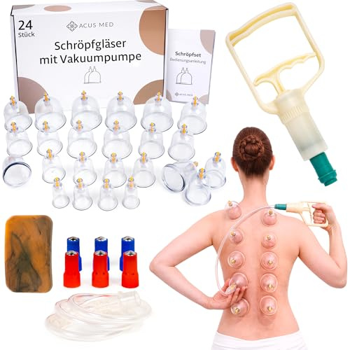 Ventosas Fisioterapia – Ventosaterapia - Kit 24 Piezas con Bomba, 12 Imanes