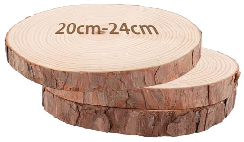 FWEEK 3 Stücke Holzscheiben Holz Log Scheiben, 20-24CM Durchmesser 20mm Dick Baumscheiben Ungebohrte Baumscheibe, Runde Naturholz Baumscheiben für DIY Handwerk Hochzeit Weihnachtsdekoration