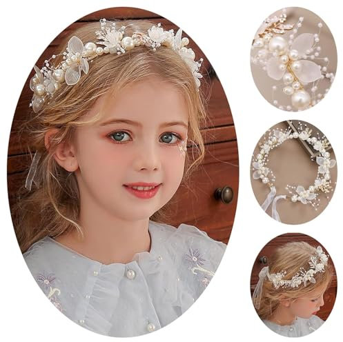VIDSTW Lot de 5 barrettes à cheveux blanches Pour communion, fiançailles et événements spéciaux - Avec perles et fleurs blanches - Réglable